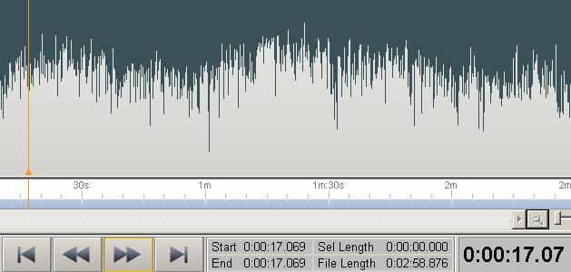 Wavepad - showing edit position Wavepad - showing edit position